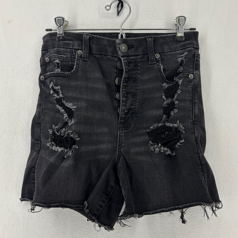 American Eagle Women's Size 6 Black Next Level Stretch Super Hi-Rise Jean Shorts